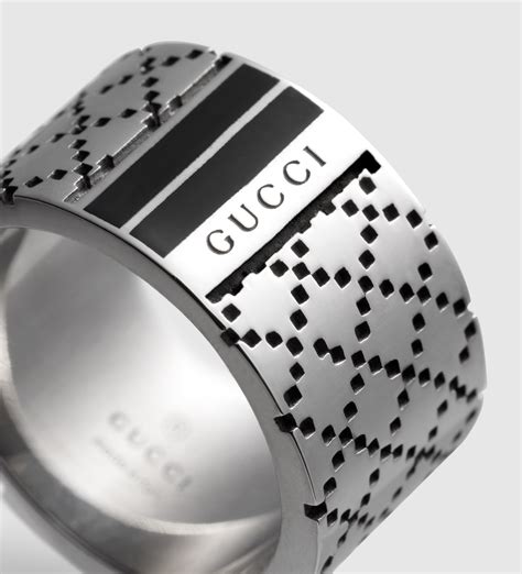 gucci matte sterling silver flat cable chain ring band mens|Men's Silver Jewellery .